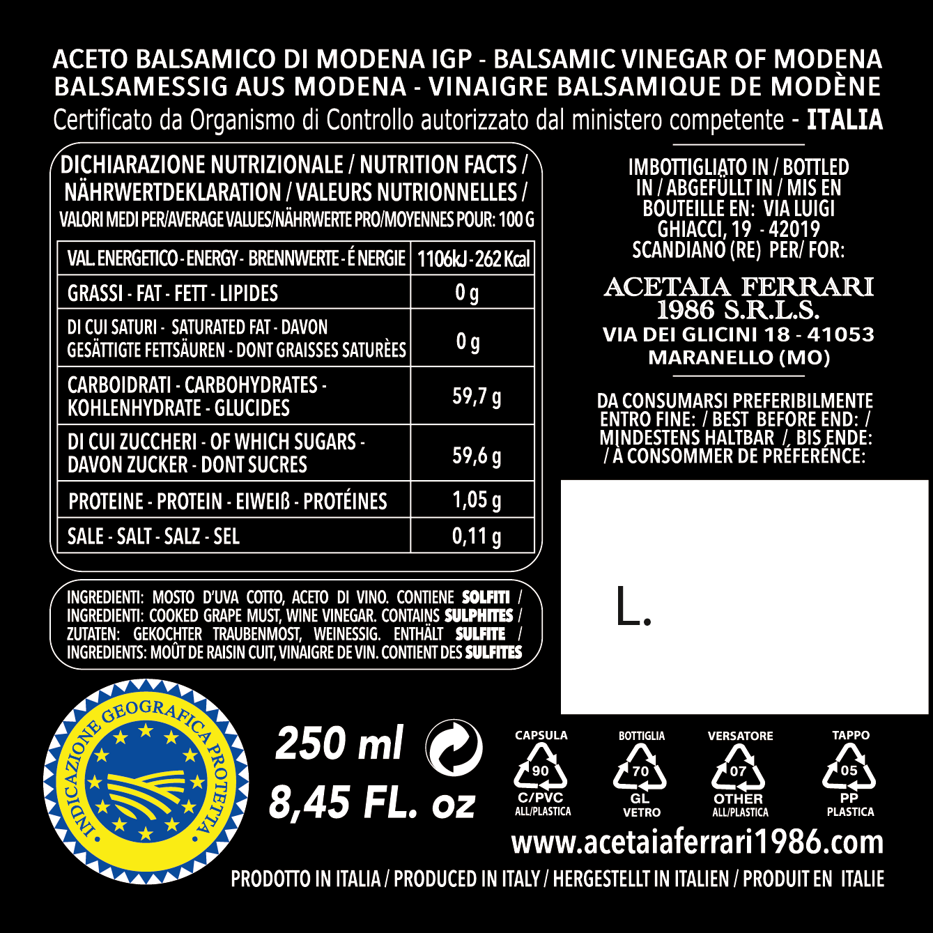 ARGENTO BALSAMICO g.g.A. Ferrari 1986 - 10 Travasi