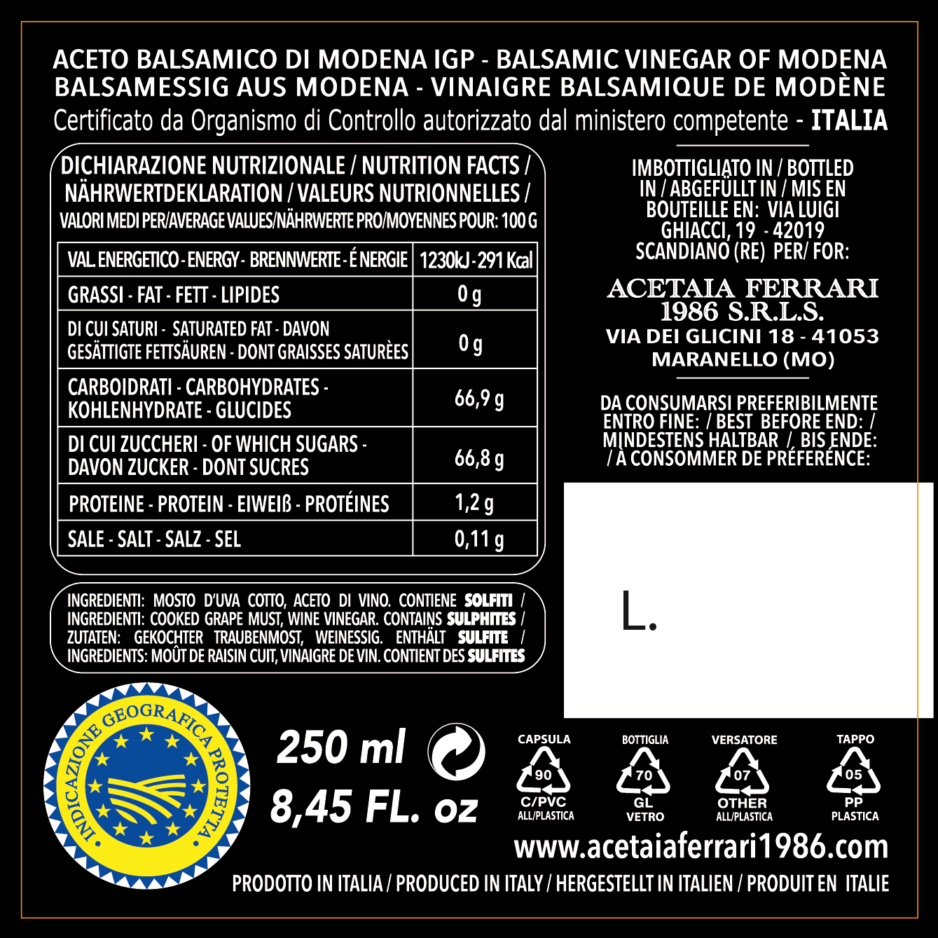 GOLD BALSAMESSIG g.g.A. - Ferrari 1986 - 14 Travasi