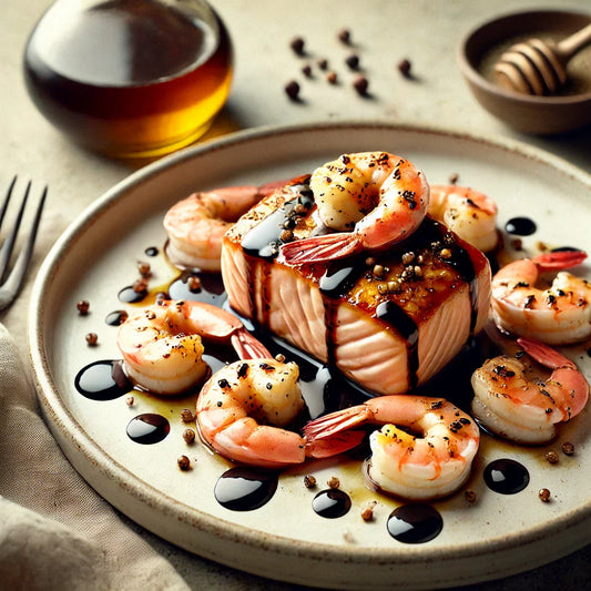 Receipt salmon balsamic vinegar glaze, salmone con riduzione di aceto balsamico Ferrari 1986 ORO - Maranello - Acetaia